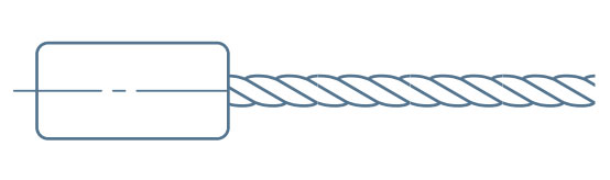 End stop: either metal/resin socketing or swaged